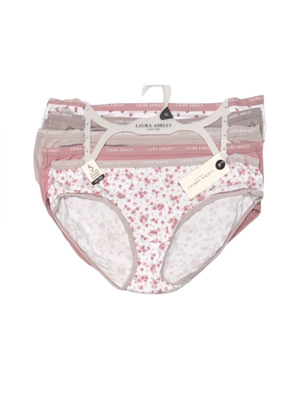 LAURA ASHLEY 5 Pack Panties Floral Cotton Spandex Tag Free NWT XL